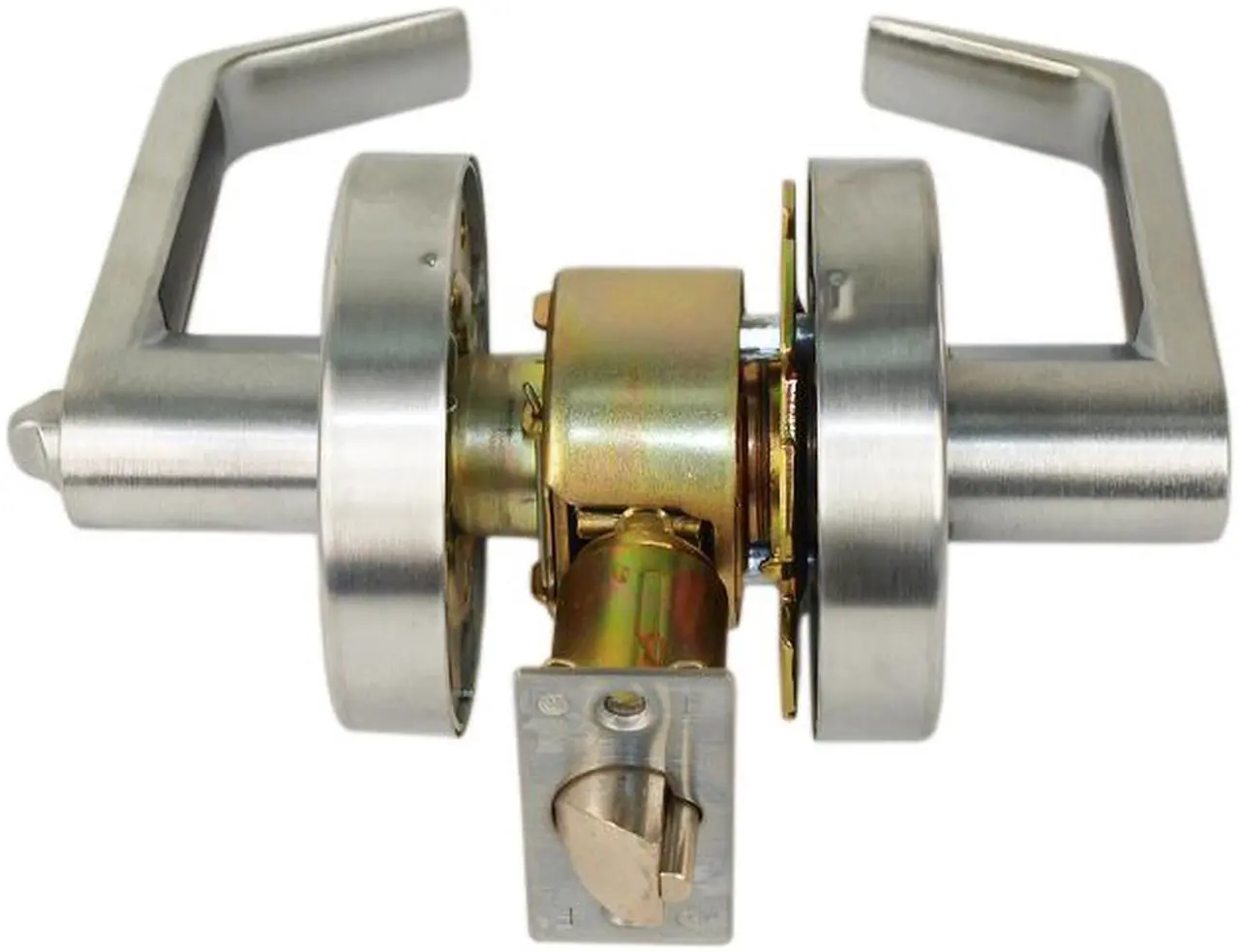 Alt view image 2 of 4 - Em-D-Kay L40026 (Like Trans Atlantic DX-LSV53-R) Satin Chrome US26D Grade 2 Entry Commercial Cylindrical ADA Angled Lever Lockset With 2-3/4" Backset