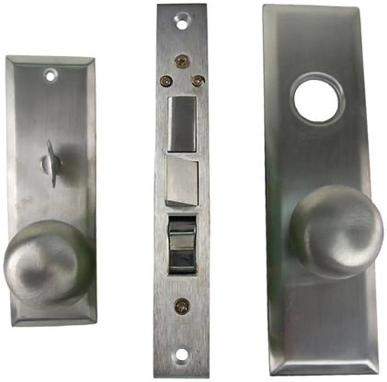 Alt view image 4 of 6 - Guard Security Metro Version (Like Marks 114A/26D) P8888RAKSC Satin Chrome 26D Right Hand Apartment Mortise Entry Lockset, self-Adjusting spindles with Screwless Knobs Thru Bolted Lock Set