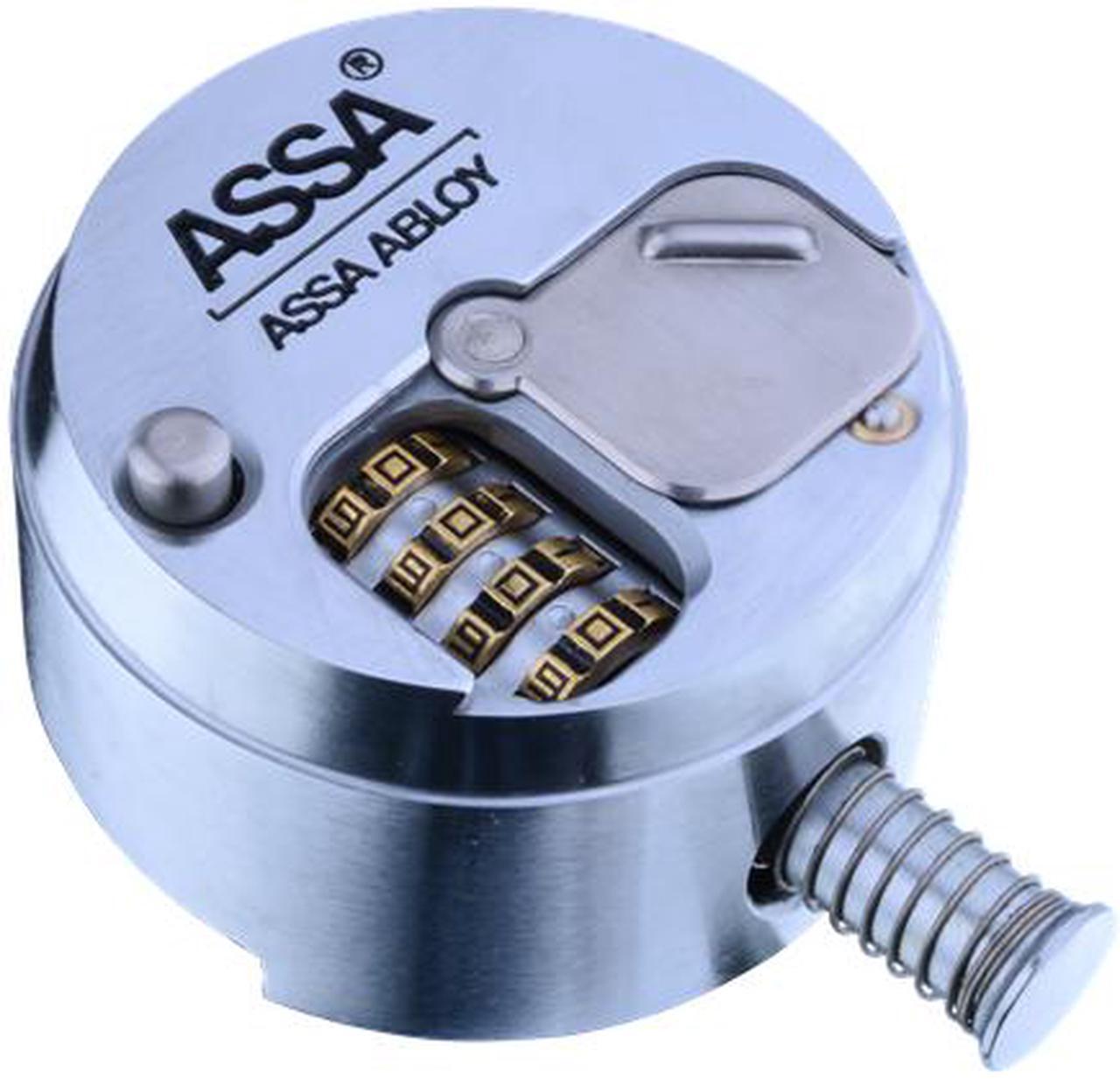 Main image of ASSA AA-SR400 (Like American Lock A2000) 2-7/8" Shackleless Solid Steel Step Back Padlock Lock Resettable Combination Dial Hockey Puck Style (Combonation In Front)