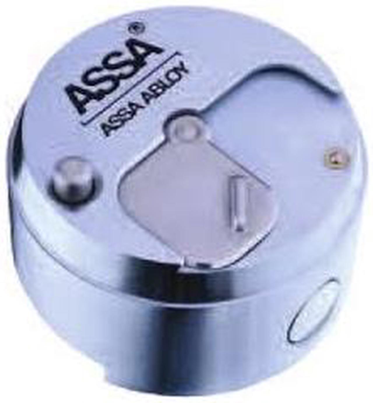 Alt view image 3 of 4 - ASSA AA-SR400 (Like American Lock A2000) 2-7/8" Shackleless Solid Steel Step Back Padlock Lock Resettable Combination Dial Hockey Puck Style (Combonation In Front)