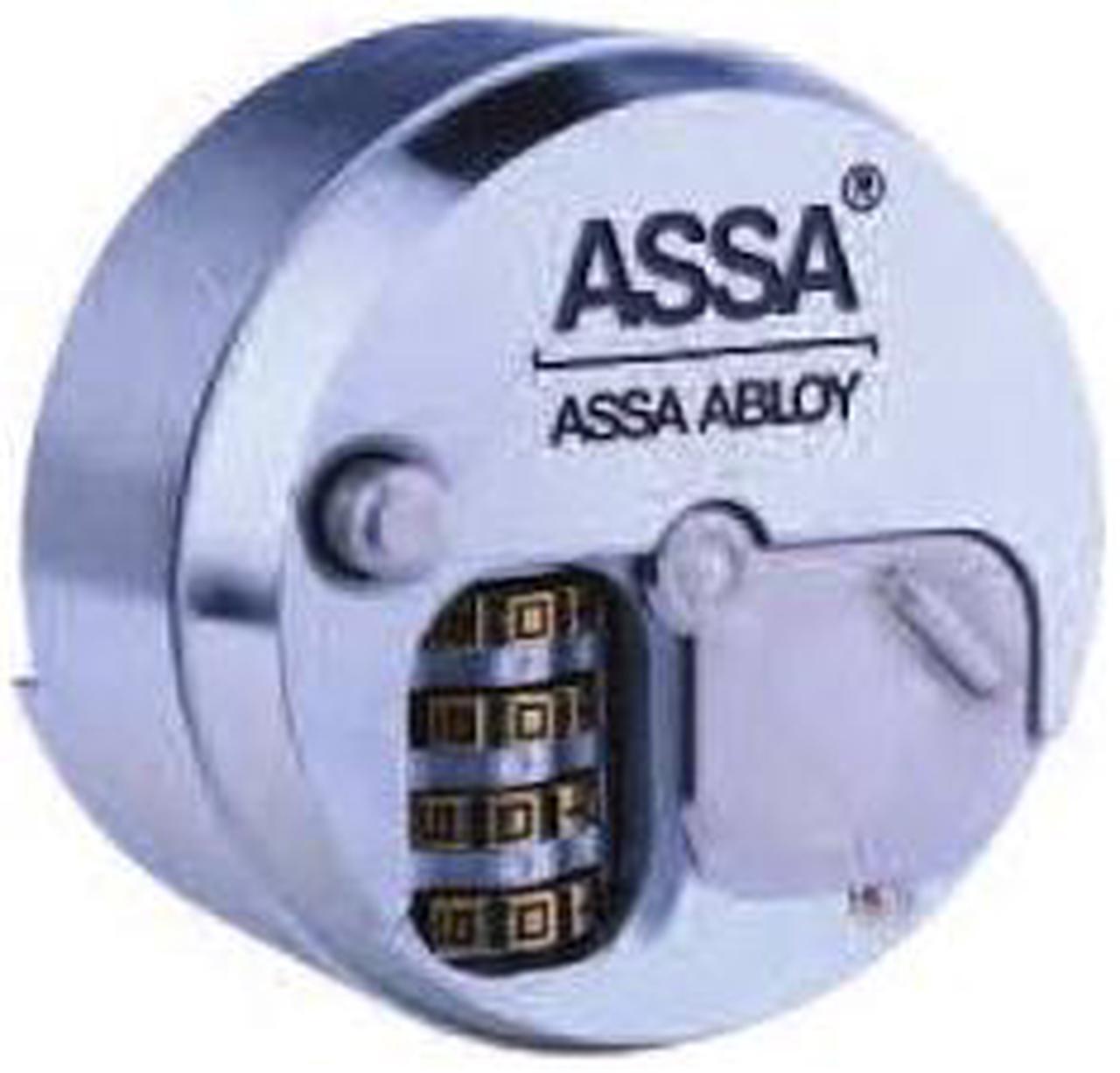 Alt view image 4 of 4 - ASSA AA-SR400 (Like American Lock A2000) 2-7/8" Shackleless Solid Steel Step Back Padlock Lock Resettable Combination Dial Hockey Puck Style (Combonation In Front)