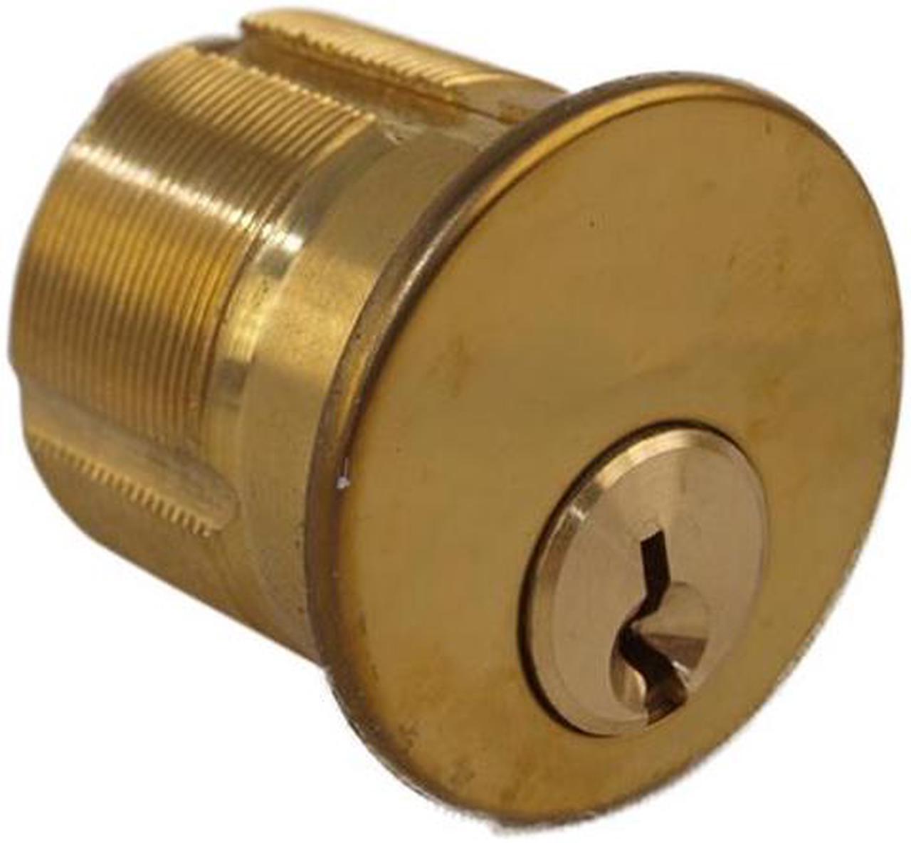 Main image of Maxtech B114KW1-03 Polished Brass US3 Solid Brass Replacement 1-1/4" Mortise Cylinder Lock With Kwikset KW1 Keyway