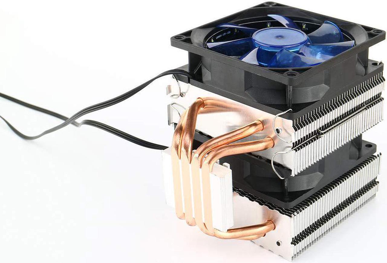 Alt view image 4 of 4 - CPU Cooler Dual Fan PC Heatsink, LED Fan Computer CPU Air Cooling Cooler Radiator,Universal Socket Solution