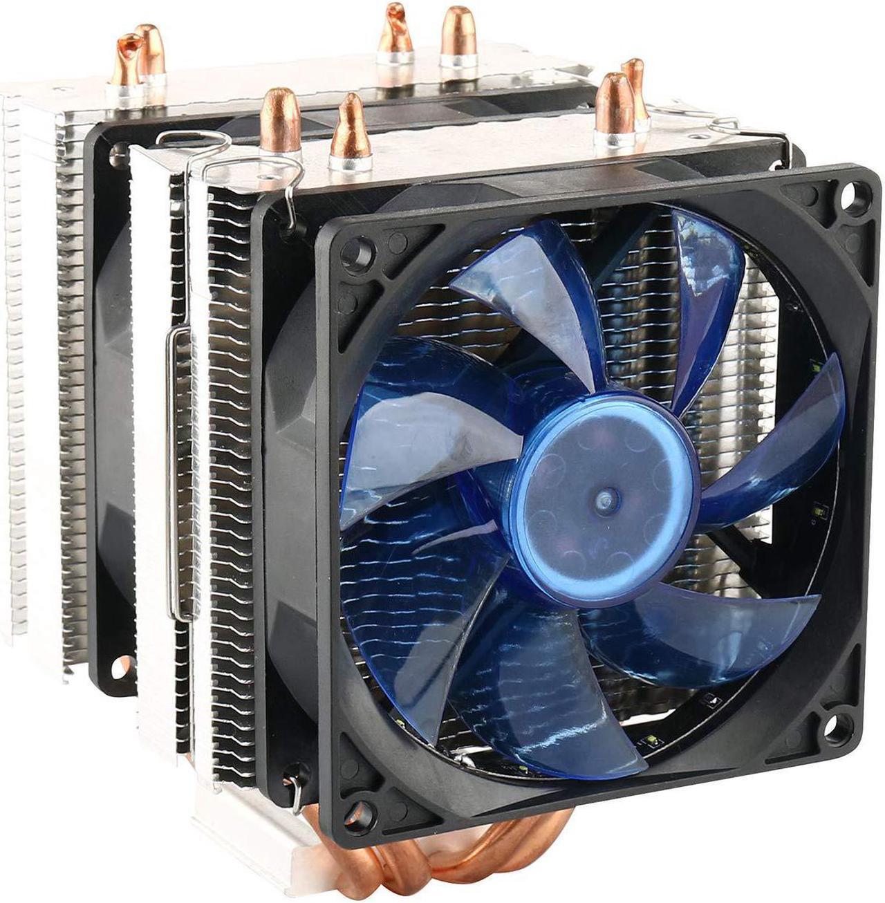 Alt view image 2 of 4 - CPU Cooler Dual Fan PC Heatsink, LED Fan Computer CPU Air Cooling Cooler Radiator,Universal Socket Solution