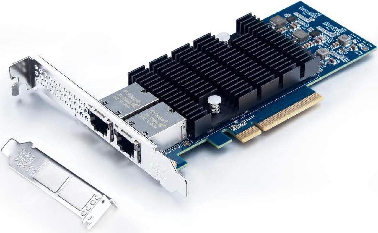 10Gb PCI-E Network Card NIC, Dual RJ45 Ports, Compare to Intel X540-T2, with Intel X540-BT2 Chip, PCI Express X8, 10Gbase-T LAN Adapter Support Windows Server/Windows/Linux/VMware