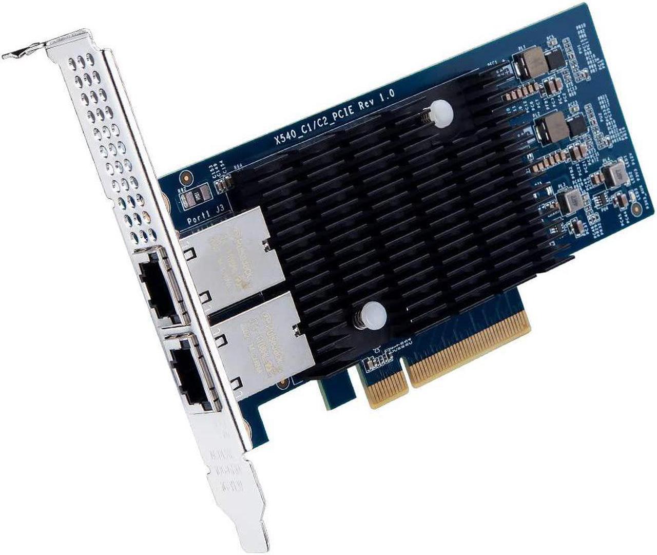 10Gb PCI-E Network Card NIC Compatible for Intel X540-T2, Dual RJ45 Copper Port, with Intel X540-BT2 Controller, PCI-E X8, 10G PCI Express LAN Adapter NIC Support Windows Server, Linux, Vmware