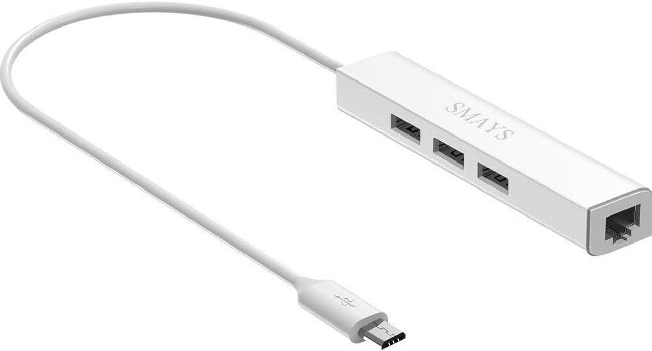 Main image of Powered HUB, OTG Micro USB Ethernet Network Adapter for Raspberry Pi Zero, Google Nexus Player, Windows Android Tablet