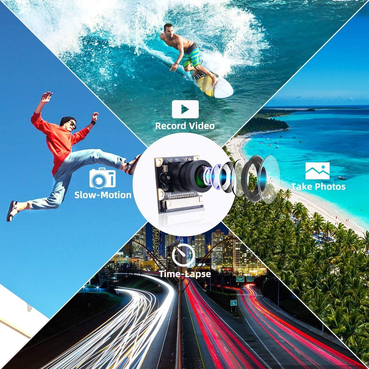 Alt view image 6 of 7 - Smraza Raspberry Pi 4 Camera Module 5 Megapixels 1080p OV5647 Sensor Adjustable Focus Wide Angle Fish-Eye Camera Lenses Webcam Video for Raspberry Pi 4 Model B/Pi 3 B+, 3 B, 2 B, Zero