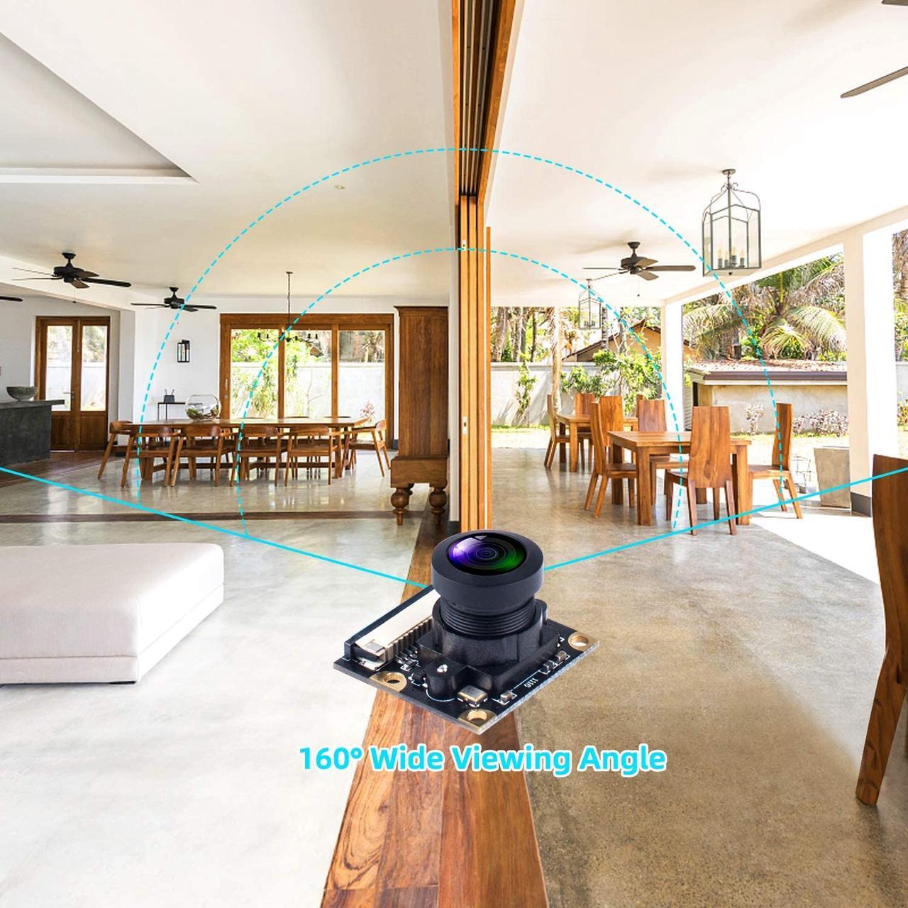Alt view image 5 of 7 - Smraza Raspberry Pi 4 Camera Module 5 Megapixels 1080p OV5647 Sensor Adjustable Focus Wide Angle Fish-Eye Camera Lenses Webcam Video for Raspberry Pi 4 Model B/Pi 3 B+, 3 B, 2 B, Zero