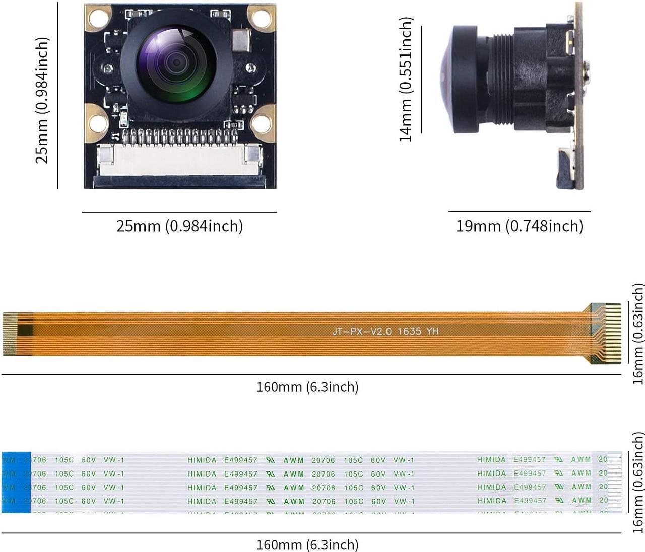 Alt view image 3 of 7 - Smraza Raspberry Pi 4 Camera Module 5 Megapixels 1080p OV5647 Sensor Adjustable Focus Wide Angle Fish-Eye Camera Lenses Webcam Video for Raspberry Pi 4 Model B/Pi 3 B+, 3 B, 2 B, Zero