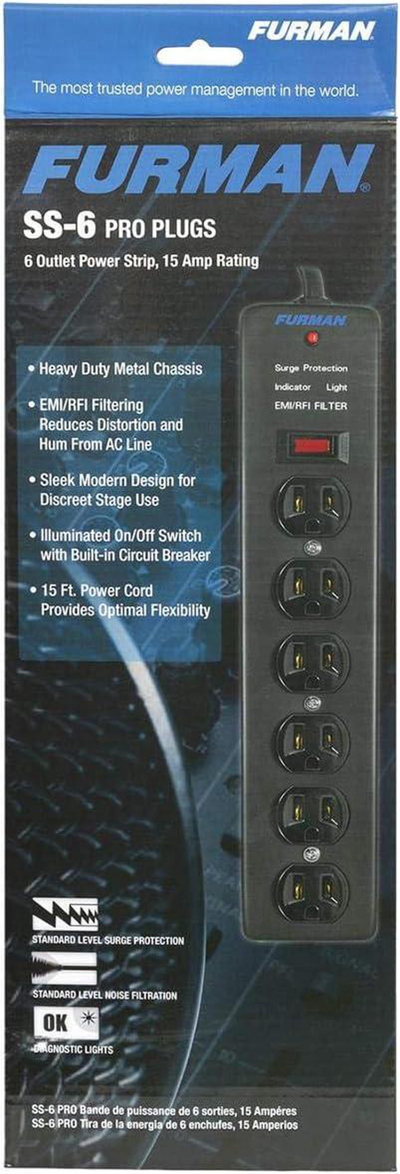 Alt view image 4 of 5 - Furman SS-6 6-Outlet Pro Surge Suppressor Strip (SS6d1)