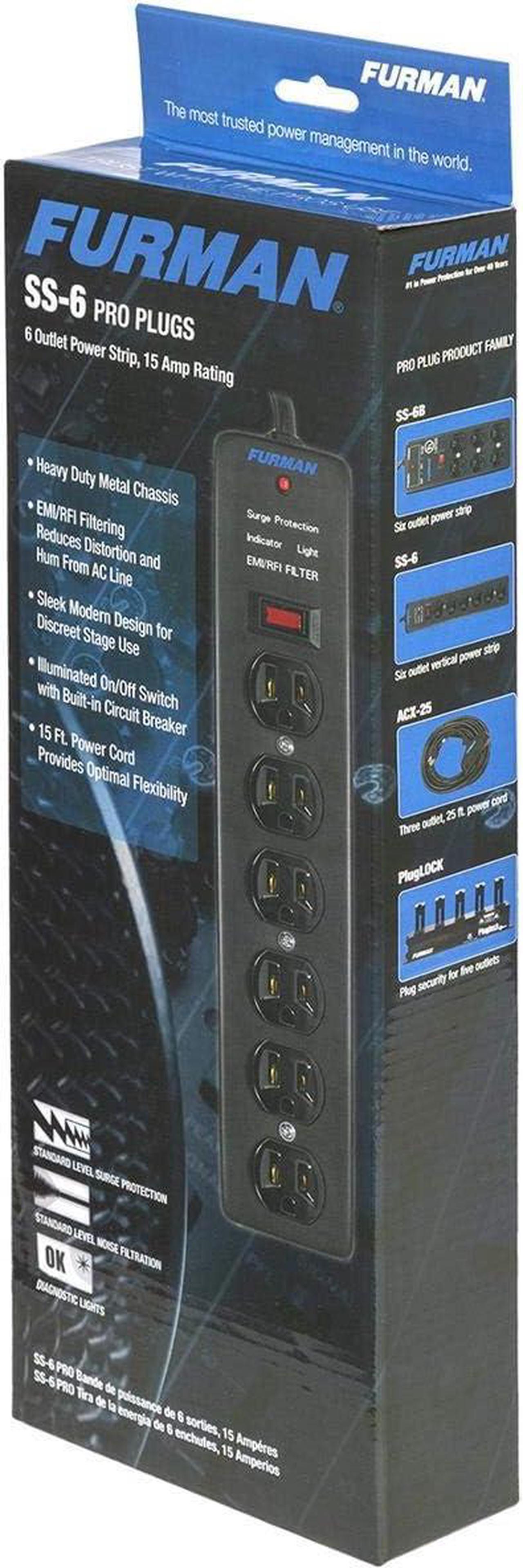Alt view image 5 of 5 - Furman SS-6 6-Outlet Pro Surge Suppressor Strip (SS6d1)
