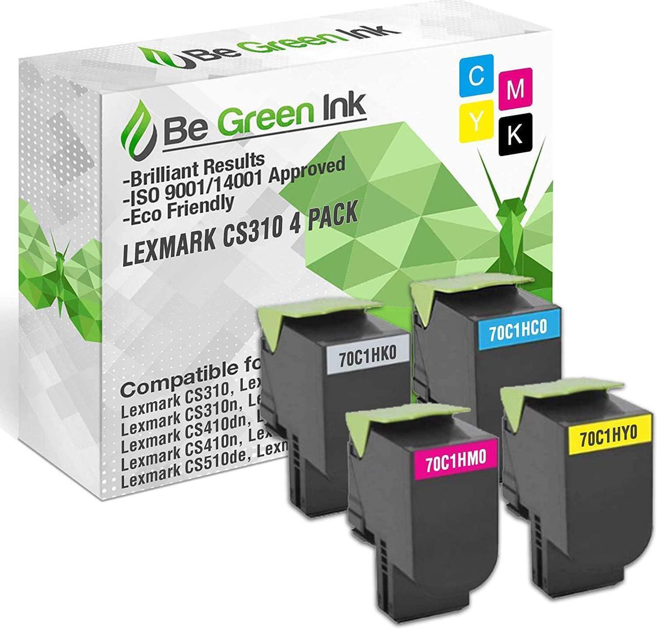 Be Green Ink Compatible Replacement Toner Cartridge for Lexmark CS310dn CS410dn CS310n CS310 CS510de CS410n CS 410 CS510-701HK 70C1HK0 701HC 70C1HC0 701HM 70C1HM0 701HY 70C1HY0 Toner (4 Pack)