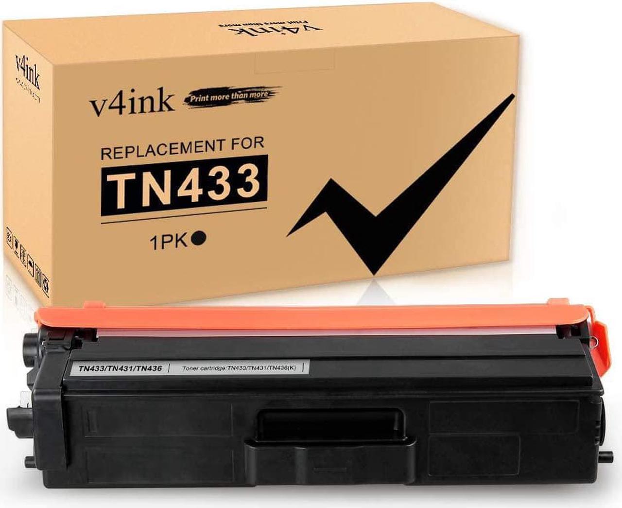 V4INK Compatible Brother TN433 TN431 Black Toner Cartridge High Yield for Brother MFC-L8900CDW Brother MFC-L8610CDW Brother HL-L8260CDW HL-L8360CDW HL-L8360CDWT HL-L9310CDW MFC-L9570CDW Printer