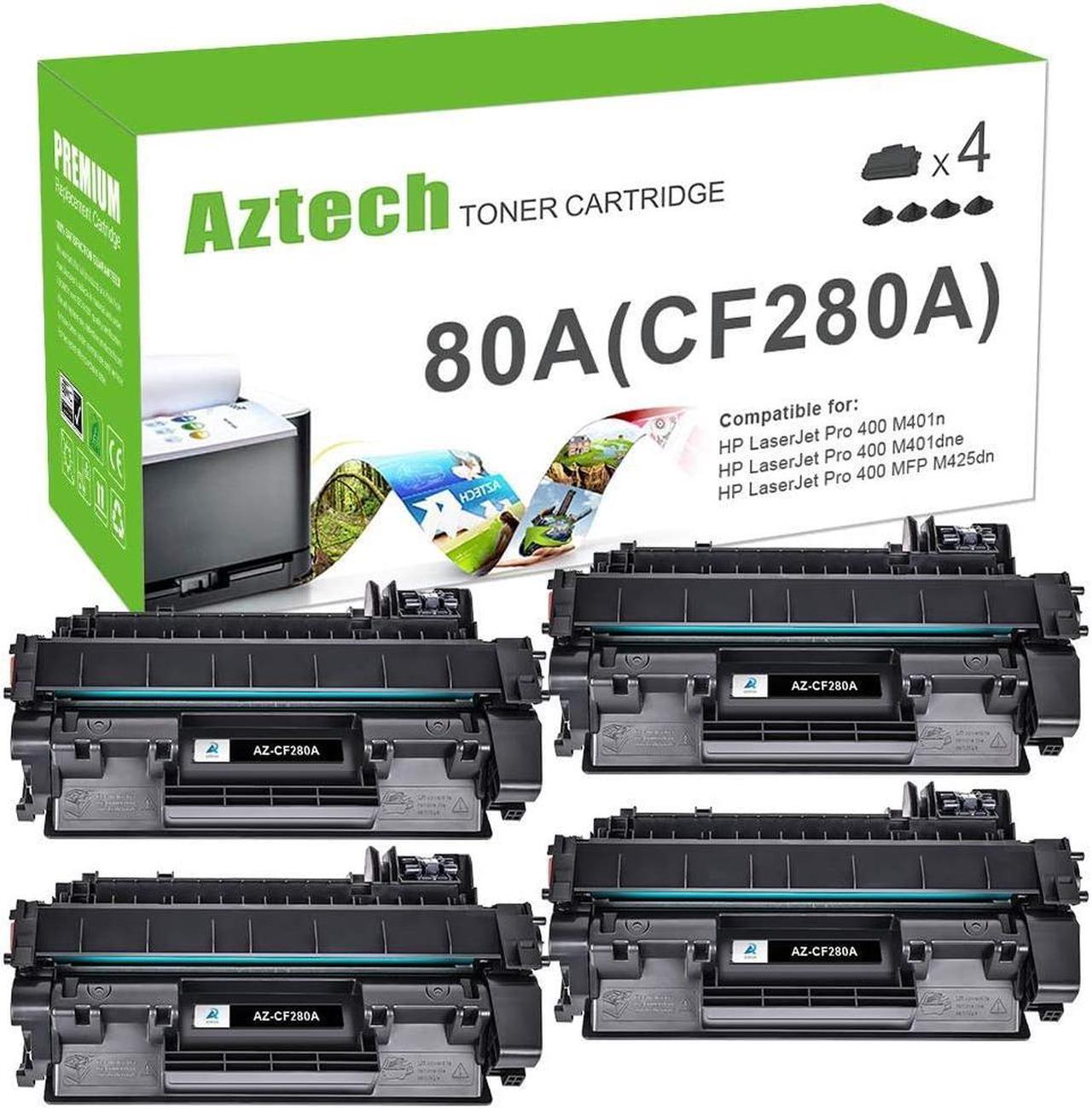 Main image of Aztech Compatible Toner Cartridge Replacement  80A CF280A 80X CF280X Pro 400 M401A M401D M401N M401DNE MFP M425DN (Black, 4-Pack)
