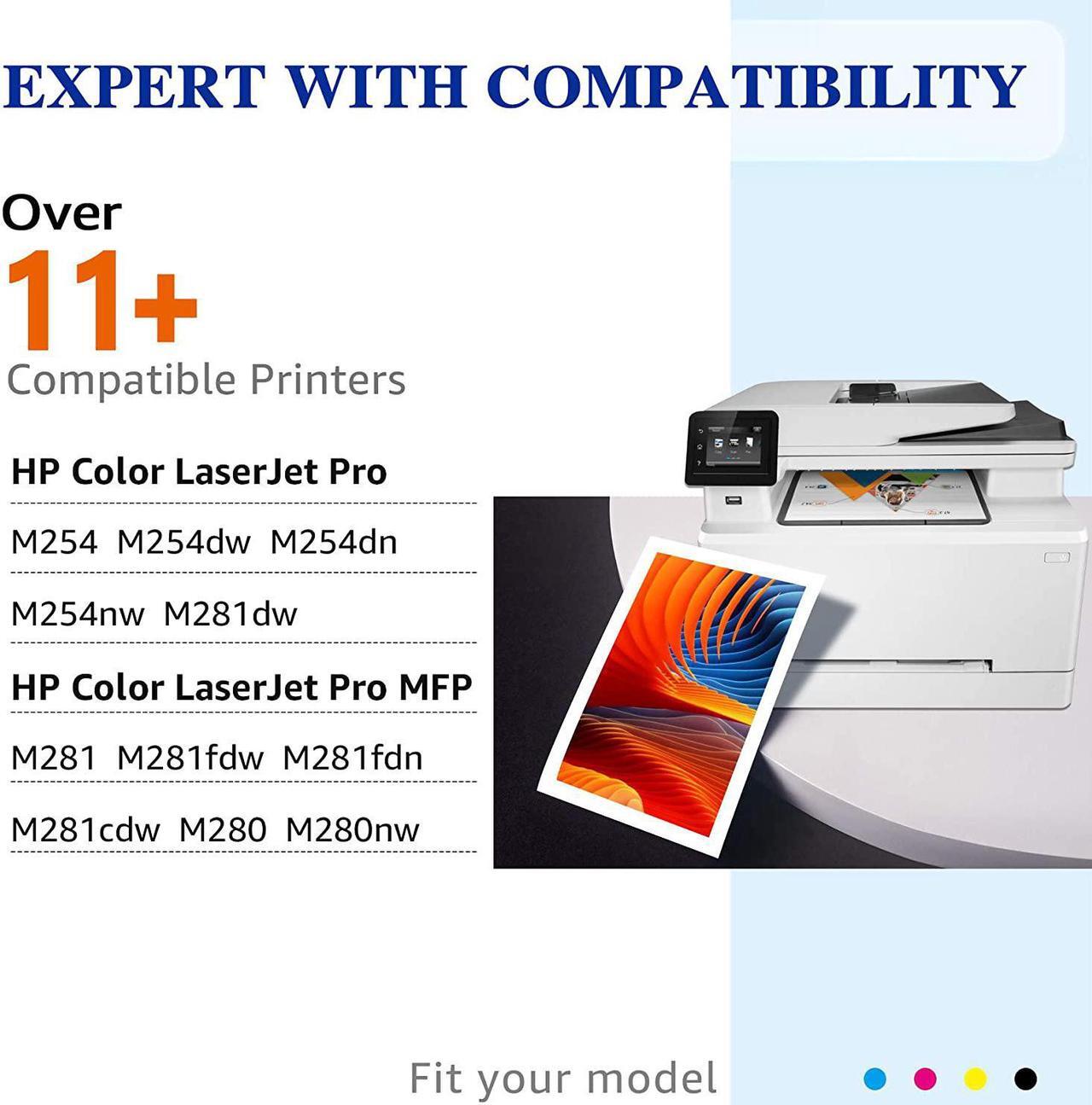 Alt view image 5 of 6 - HaloFox Compatible Toner Cartridge Replacement  202A 202X CF500A m281fdw HP Color Laserjet Pro MFP M281fdw M281cdw M254dw M281 M281fdn M254 Toner Printer (Black Cyan Yellow Magenta, 4 Pack)