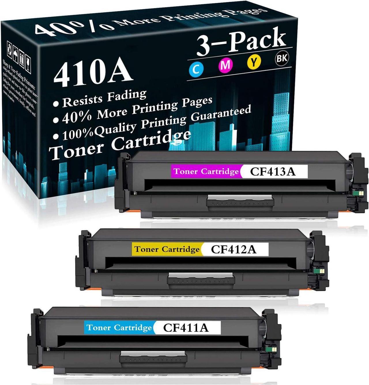 3 Pack (C/M/Y) 410A | CF411A CF412A CF413A Toner Cartridge Replacement for HP Color Laserjet Pro M7FP M477fdn M47fdw M477fnw M452dn M452dw M452nw MFP M377dw Printer,Sold by TopInk