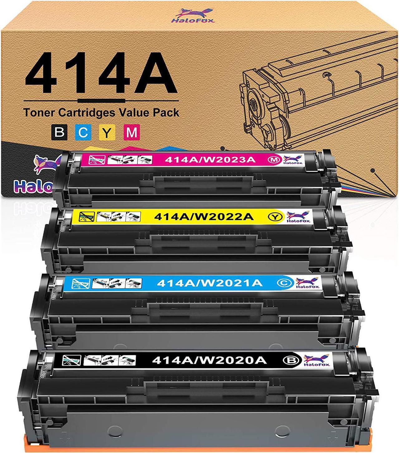 HaloFox Compatible Toner Cartridge Replacement for HP 414A W2020A 414X W2020X W2021A W2022A W2023A for Color Laserjet MFP M454dw M454dn M479fdw M479fdn Printer (Black Cyan Yellow Magenta)