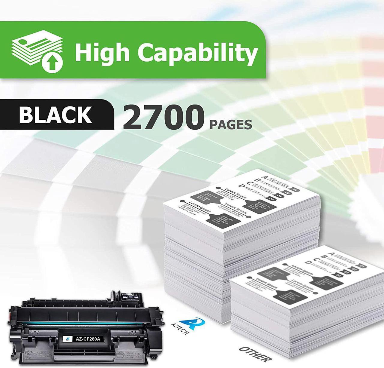 Alt view image 2 of 7 - Aztech Compatible Toner Cartridge Replacement  80A CF280A 80X CF280X Pro 400 M401A M401D M401N M401DNE MFP M425DN (Black, 4-Pack)
