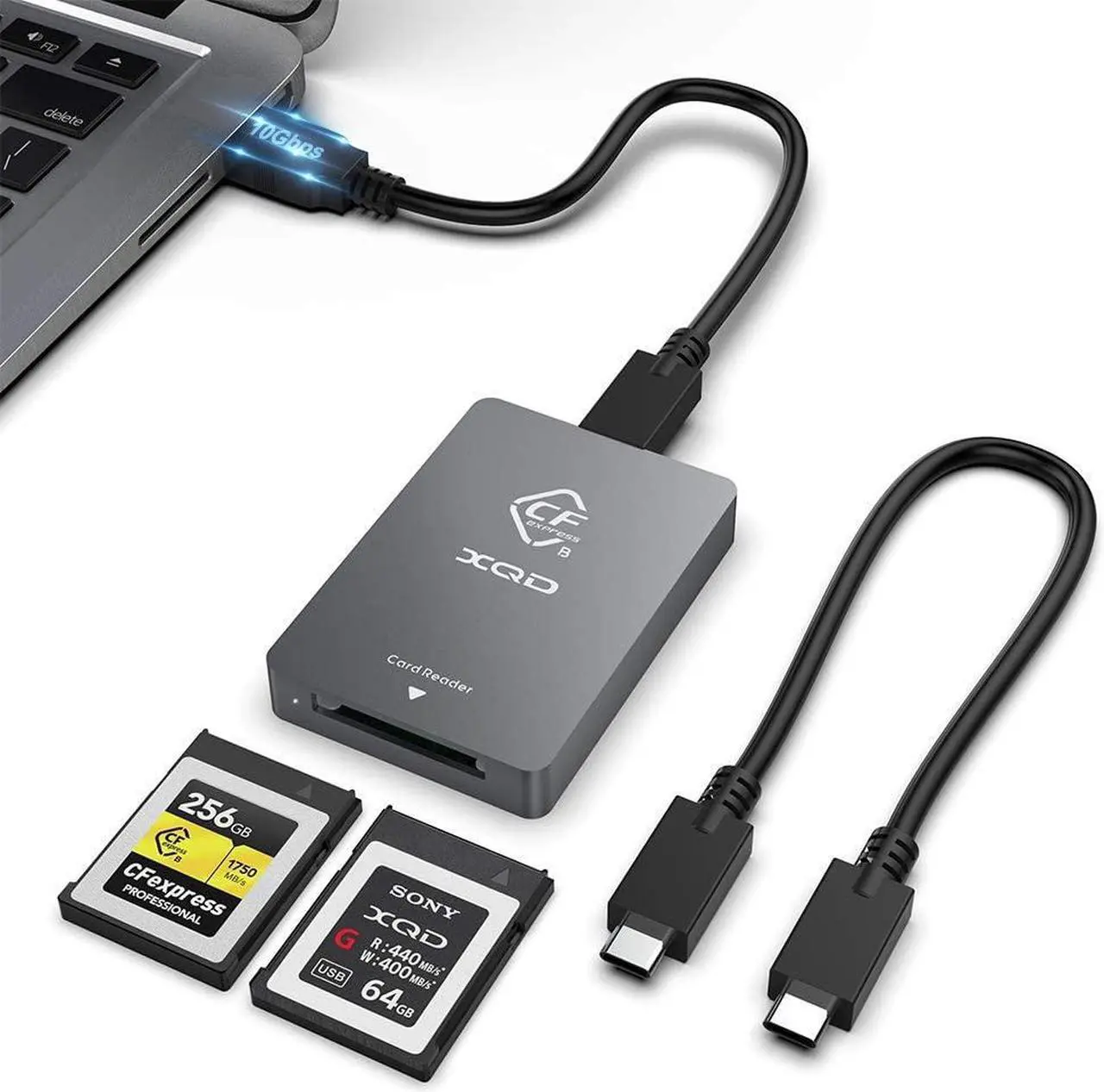 Main image of CFexpress Card Reader XQD Card Reader USB 3.1 Gen 2 10Gbps CFexpress Reader Portable Aluminum CFexpress Type B Memory Card Reader Adapter for CFexpress Type B XQD Card for Android/Windows/Mac OS/Linux