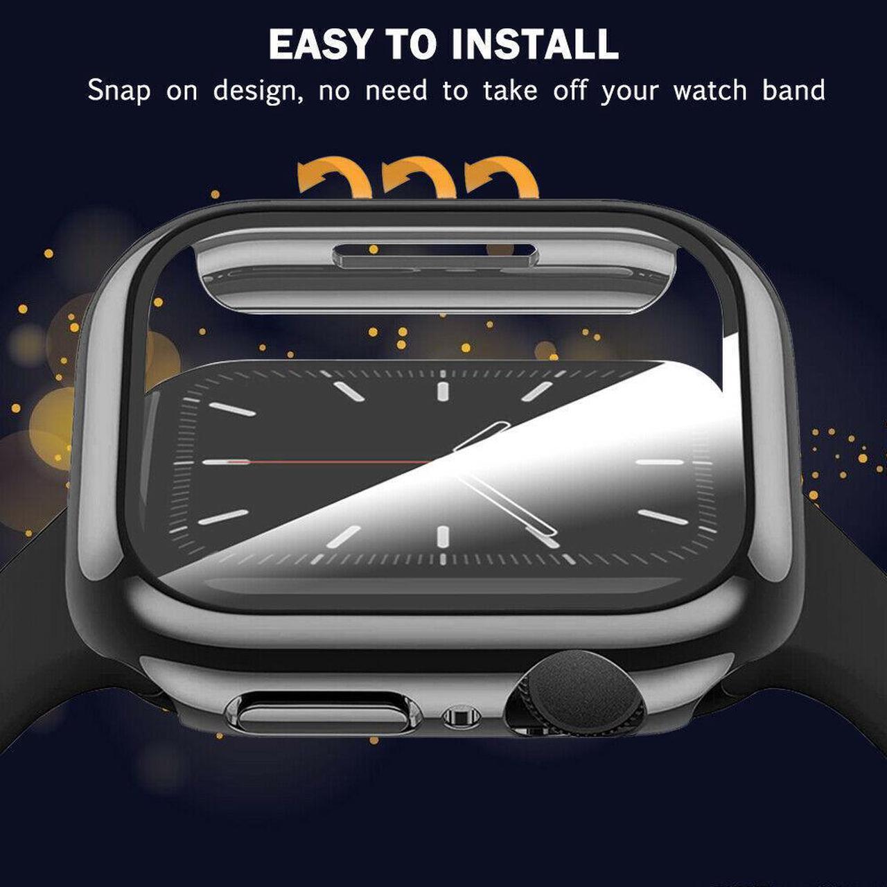 Alt view image 4 of 7 - IC ICLOVER For Apple Watch Series 7 45MM 41MM Full Cover Case Hard Glass Screen Protector
