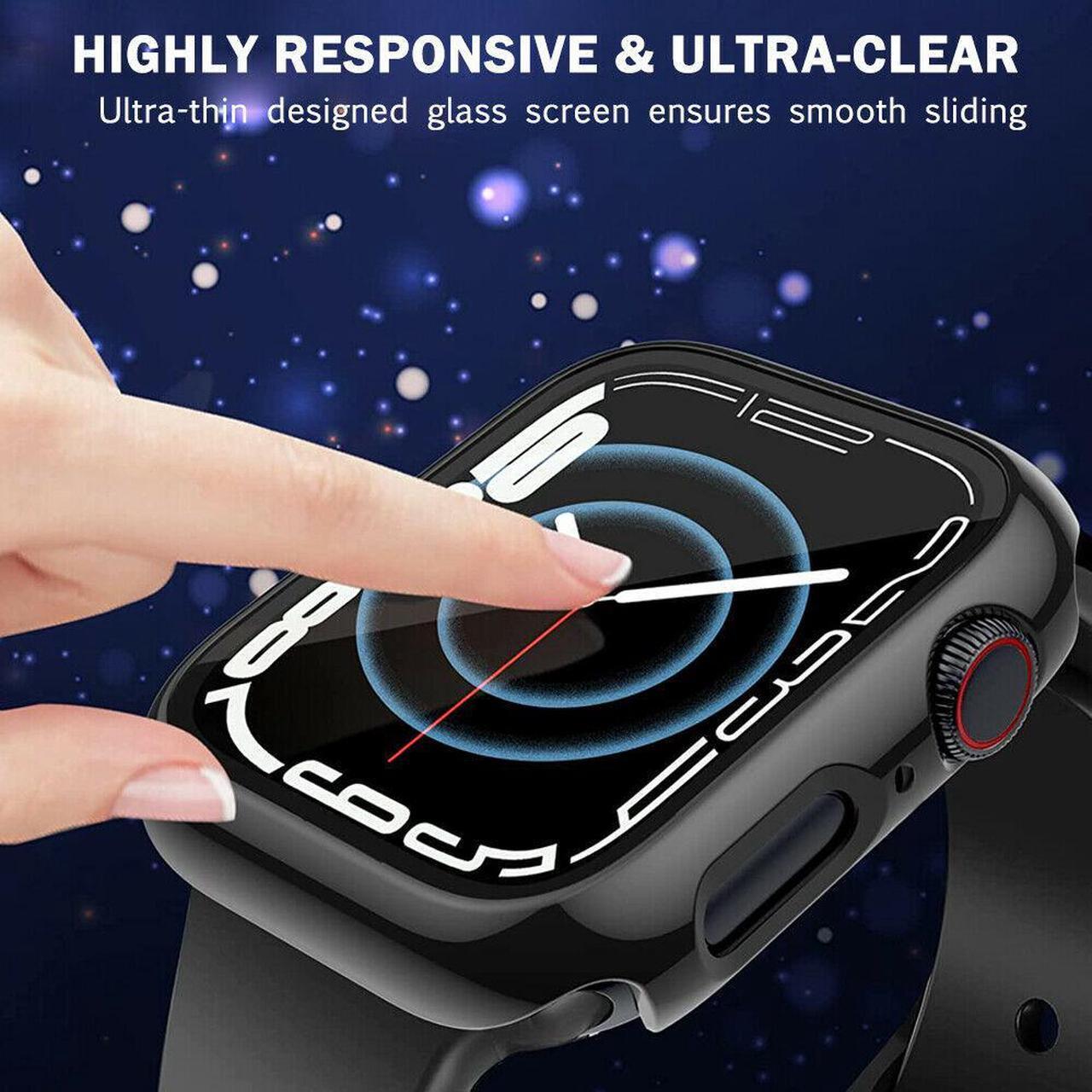 Alt view image 5 of 7 - IC ICLOVER For Apple Watch Series 7 45MM 41MM Full Cover Case Hard Glass Screen Protector
