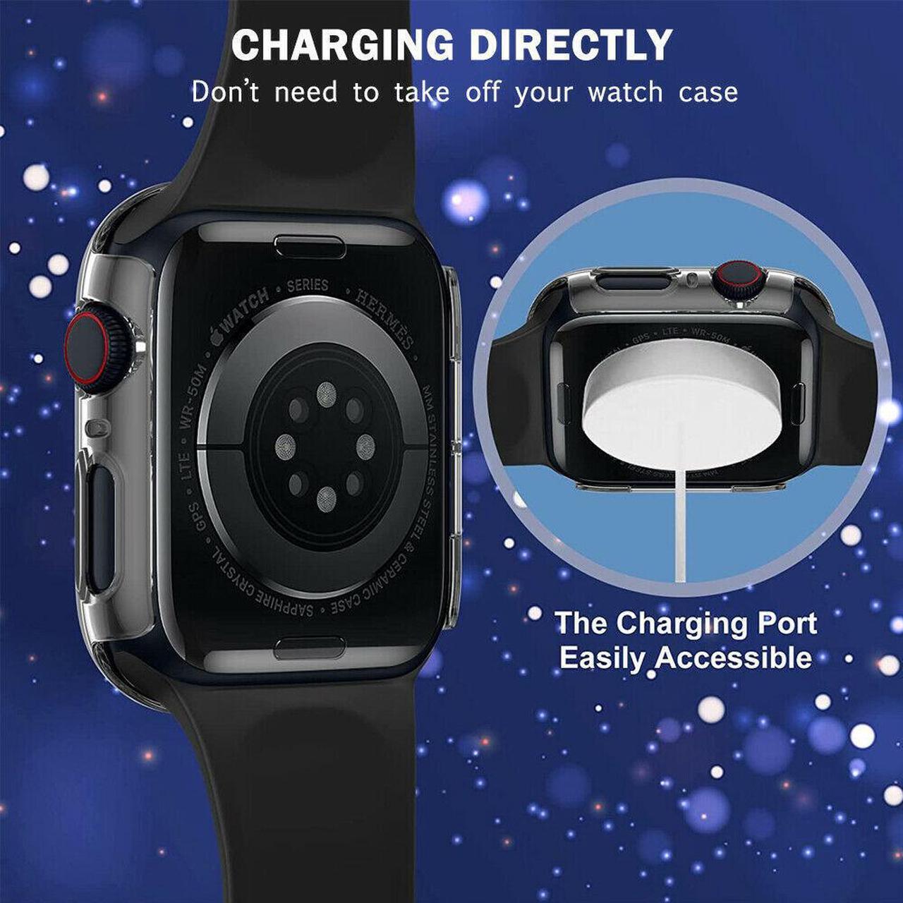 Alt view image 3 of 7 - IC ICLOVER For Apple Watch Series 7 45MM 41MM Full Cover Case Hard Glass Screen Protector