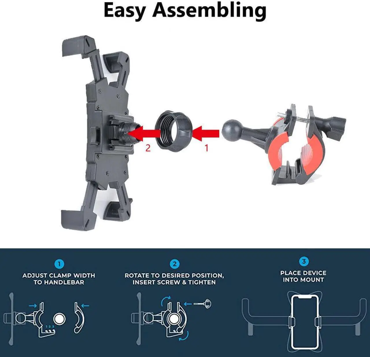 Alt view image 4 of 7 - 360° Motorcycle Bike Bicycle Cell Phone Holder Handlebar Mount GPS MTB Silicone