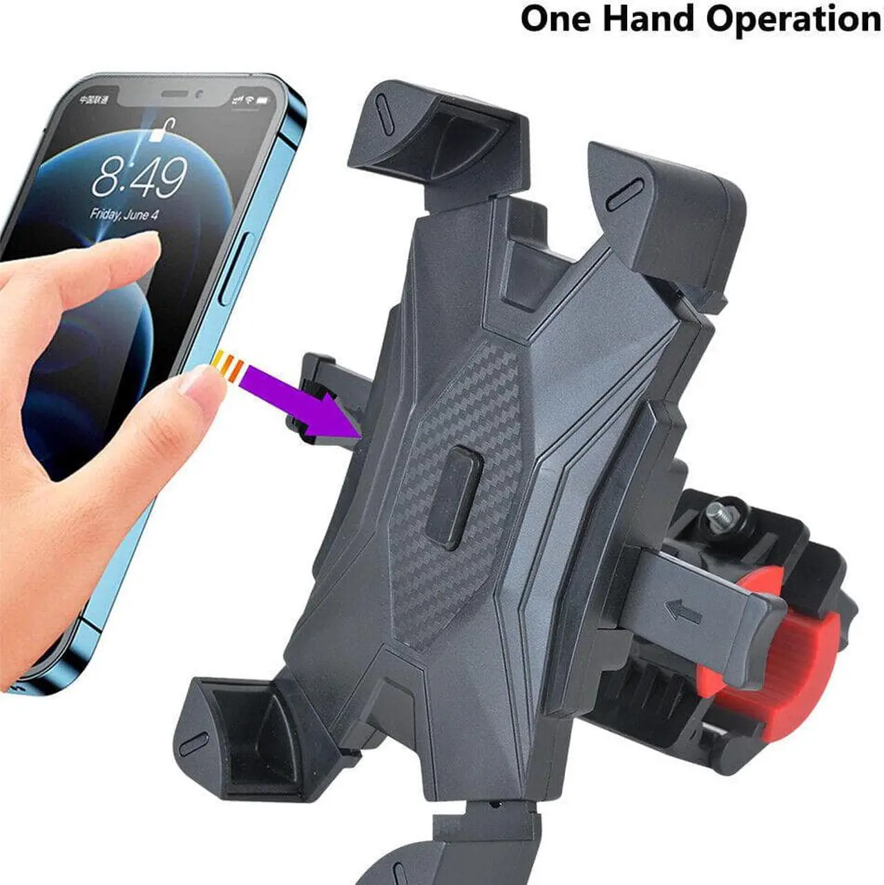 Alt view image 2 of 7 - 360° Motorcycle Bike Bicycle Cell Phone Holder Handlebar Mount GPS MTB Silicone
