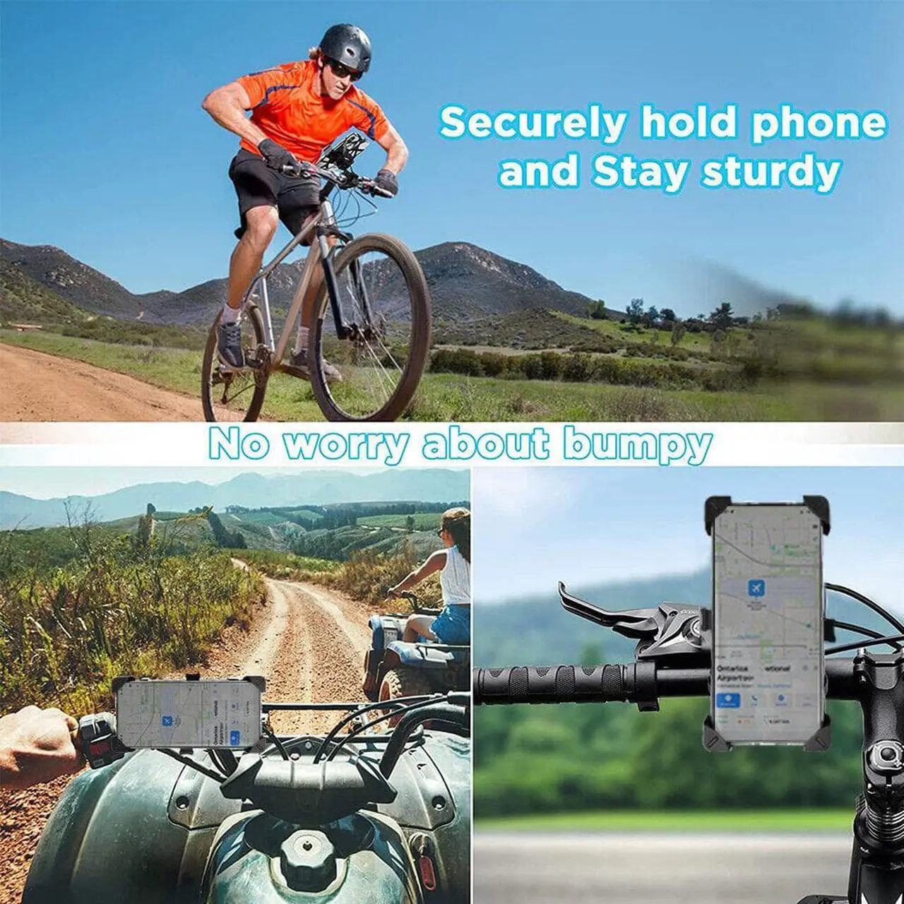 Alt view image 6 of 7 - 360° Motorcycle Bike Bicycle Cell Phone Holder Handlebar Mount GPS MTB Silicone
