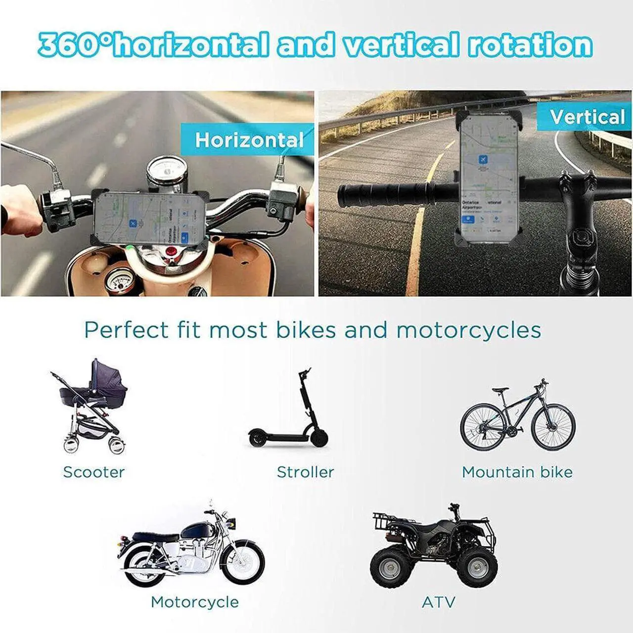 Alt view image 7 of 7 - 360° Motorcycle Bike Bicycle Cell Phone Holder Handlebar Mount GPS MTB Silicone