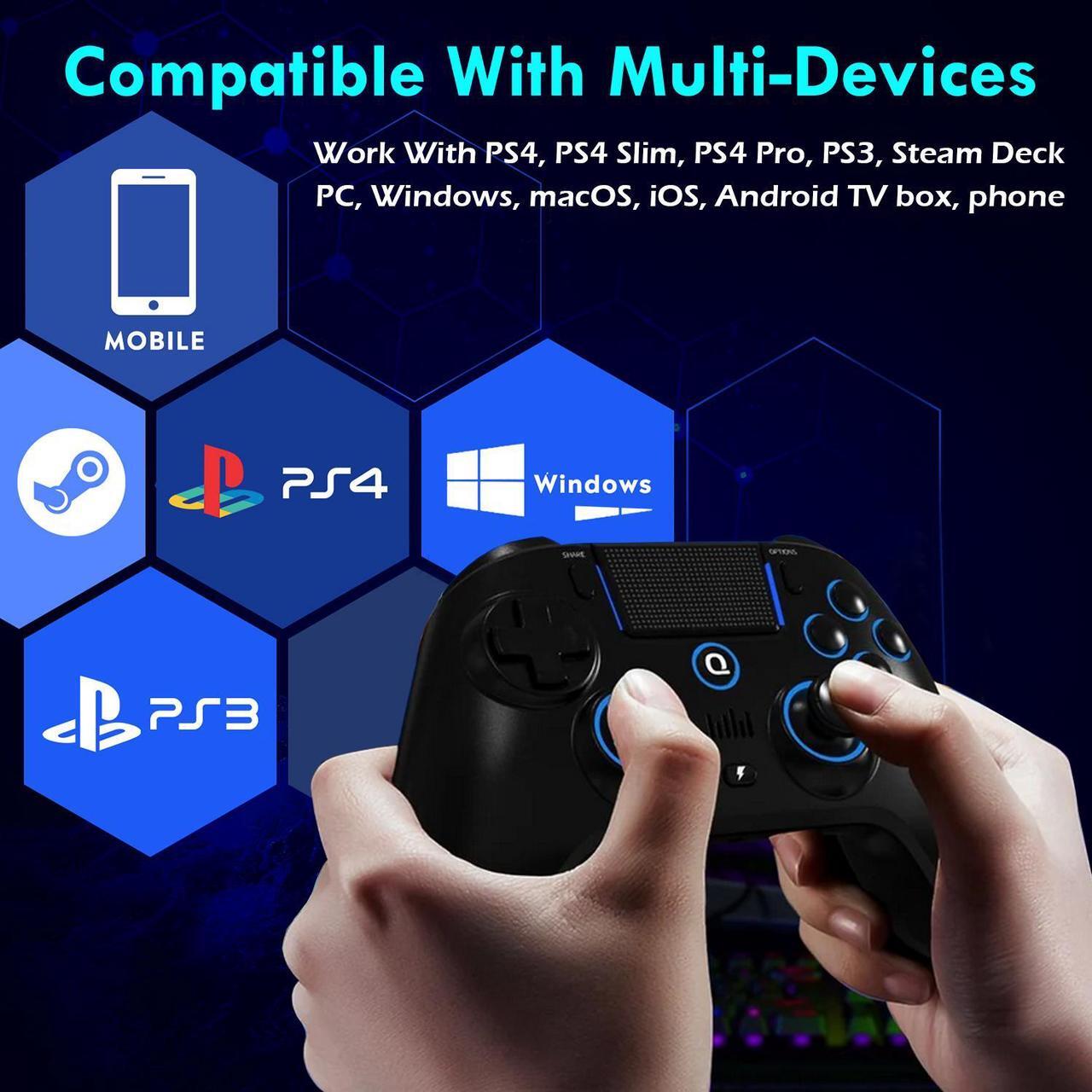 Alt view image 3 of 7 - QRD Spark N5 Wireless Controller for PS4/Slim/Pro/Windows PC/Steam Deck, Pro Controller with Hall Joysticks/Hall Triggers/RGB Lighting, Turbo Speed Up, Work for PS4 PS3 IOS Android