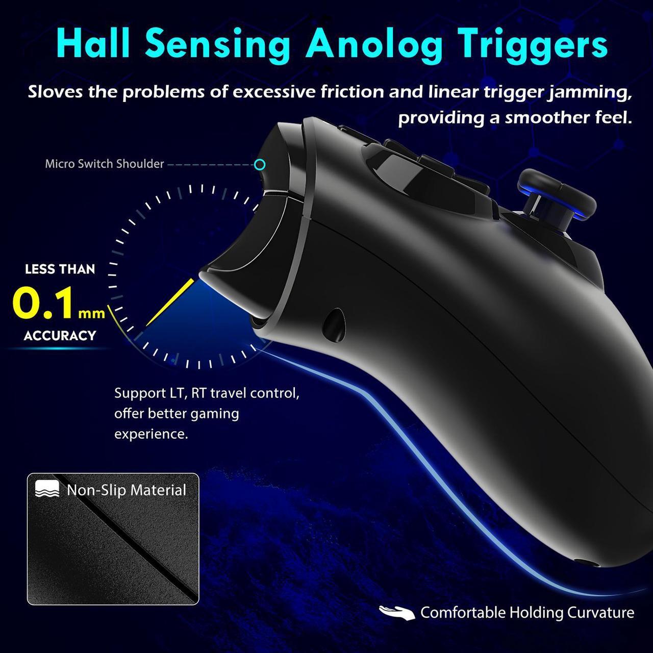 Alt view image 4 of 7 - QRD Spark N5 Wireless Controller for PS4/Slim/Pro/Windows PC/Steam Deck, Pro Controller with Hall Joysticks/Hall Triggers/RGB Lighting, Turbo Speed Up, Work for PS4 PS3 IOS Android