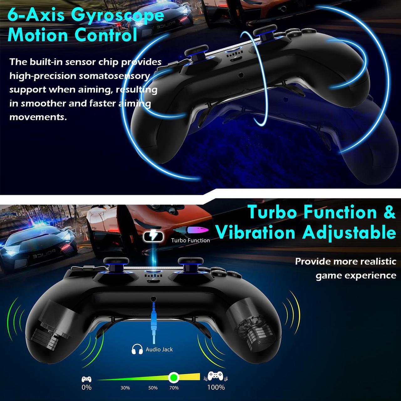 Alt view image 5 of 7 - QRD Spark N5 Wireless Controller for PS4/Slim/Pro/Windows PC/Steam Deck, Pro Controller with Hall Joysticks/Hall Triggers/RGB Lighting, Turbo Speed Up, Work for PS4 PS3 IOS Android