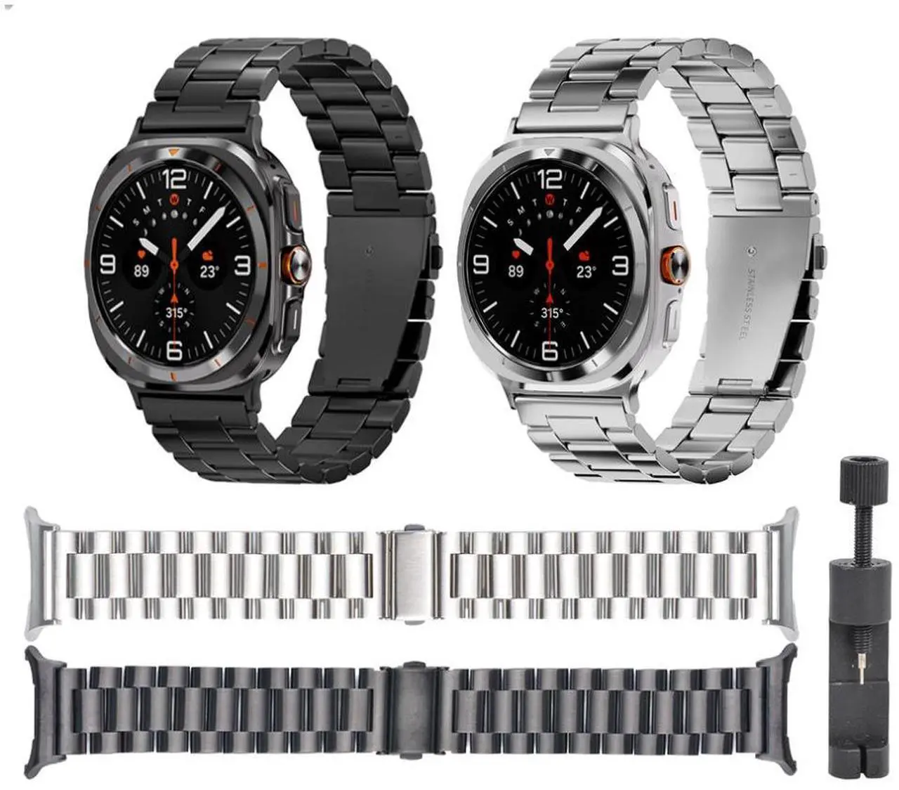 Main image of For Samsung Galaxy Watch 7 Ultra 47mm Stainless Steel Metal Band Strap Bracelet