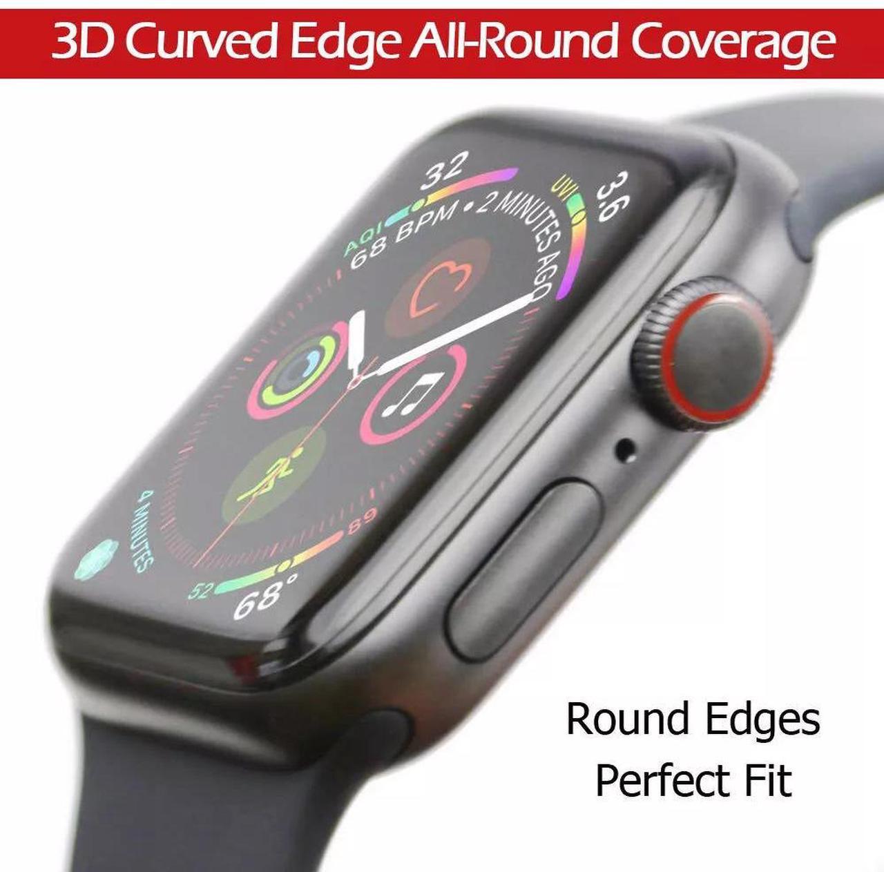 Alt view image 7 of 7 - Full Screen Protector for Apple Watch Series 4/5/6, Apple Watch SE, 40mm/44mm, 3D Edge Tempered Glass 44 mm (apple watch series 6) Clear