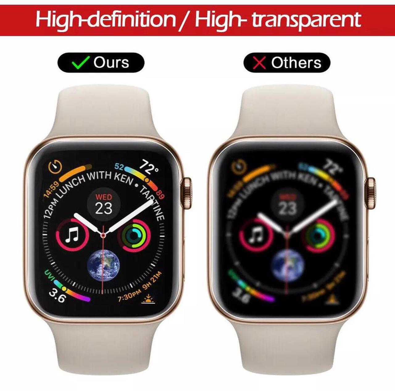 Alt view image 4 of 7 - Full Screen Protector for Apple Watch Series 4/5/6, Apple Watch SE, 40mm/44mm, 3D Edge Tempered Glass 44 mm (apple watch series 6) Clear