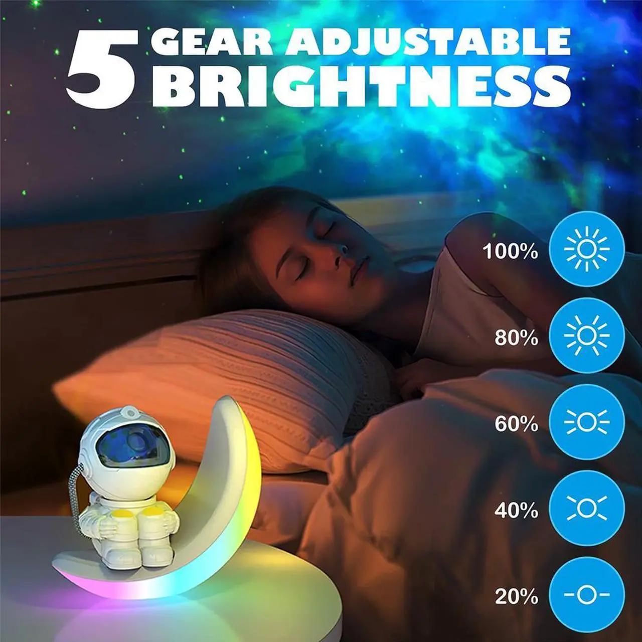 Alt view image 4 of 7 - Astronaut Galaxy Projector with Colorful Moon Lamp, Nebula Night Light with Bluetooth for Bedroom, Ideal Gift for Teens & Adults