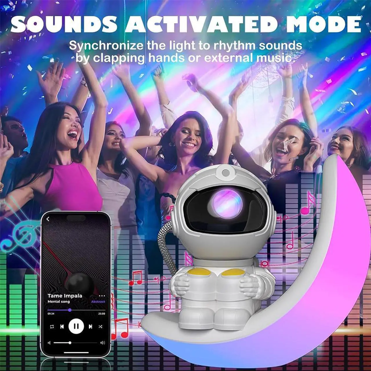 Alt view image 6 of 7 - Astronaut Galaxy Projector with Colorful Moon Lamp, Nebula Night Light with Bluetooth for Bedroom, Ideal Gift for Teens & Adults