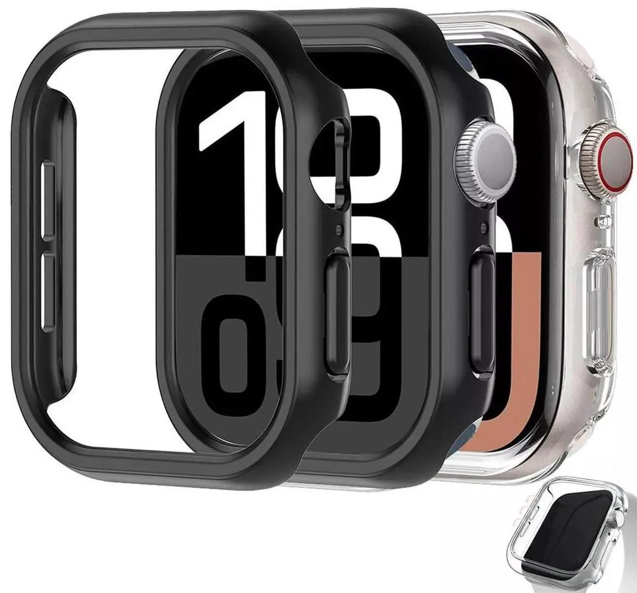 Main image of Protective Case for Apple Watch Series 10 42mm/46mm, Raised-Edge & Open Design, Hard PC Bumper 42 mm Clear