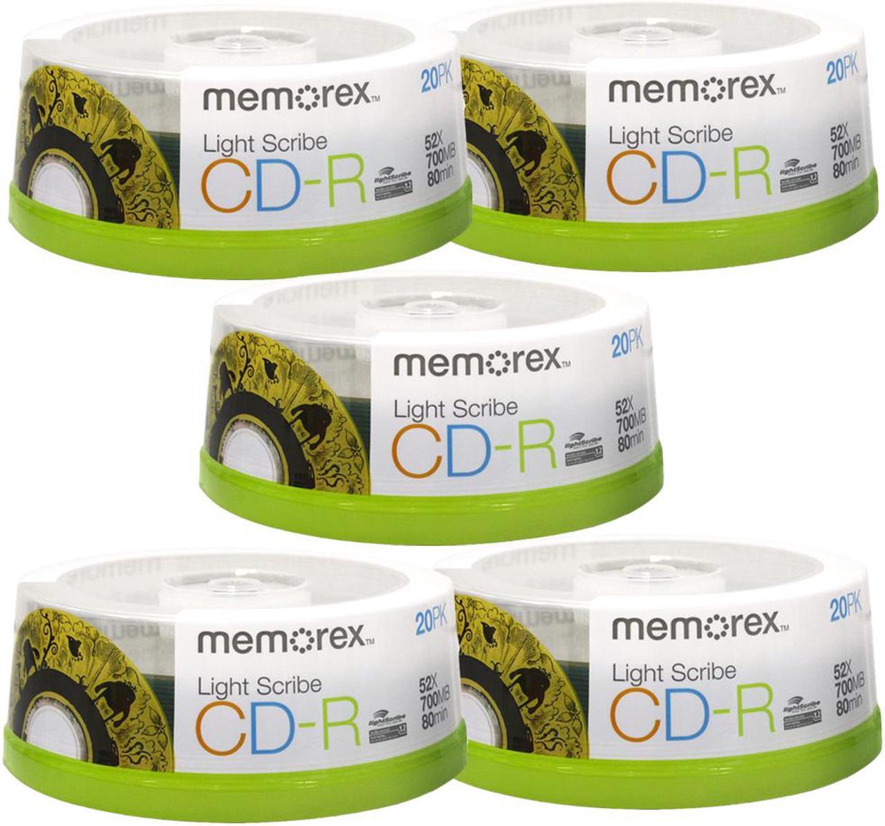 Main image of Memorex LightScribe CD-R 52X Recordable Blank Disc Printable Media 700MB/80min - 100 Pack