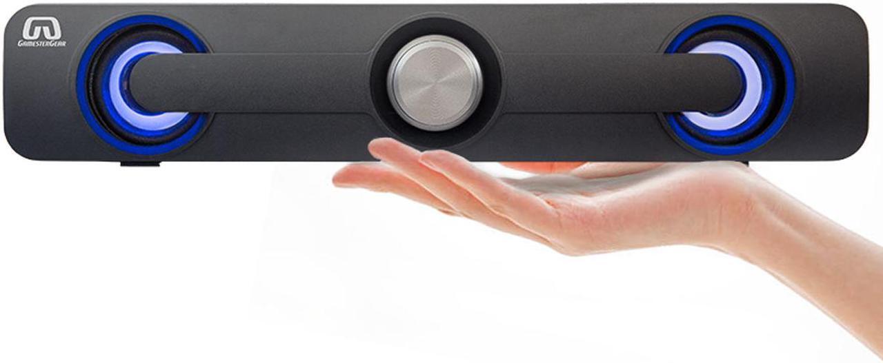 Alt view image 5 of 15 - Desktop Compact USB Powered Wired Multimedia Mini Stereo Sound Bar 3.5mm Audio Jack Blue LED 2.5 Watts