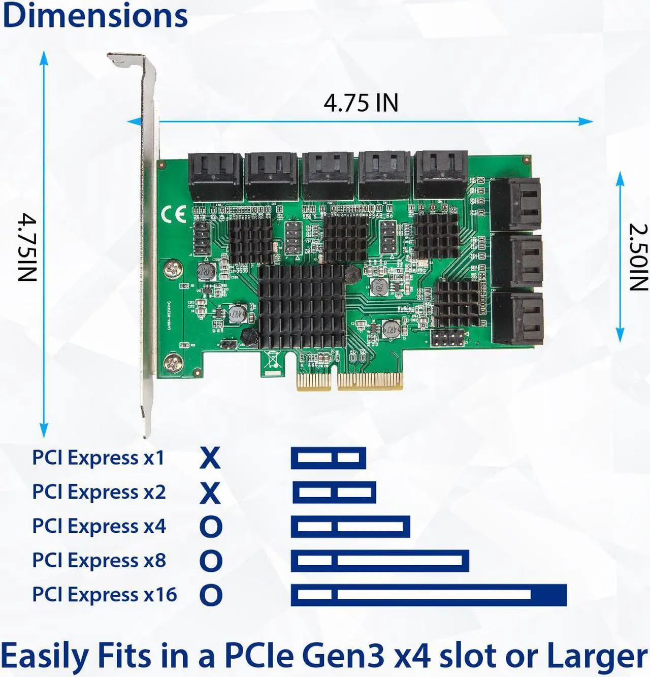 Alt view image 5 of 11 - 16 Port SATA III PCIe x4 (x2 Bandwidth) NON-RAID Expansion Card