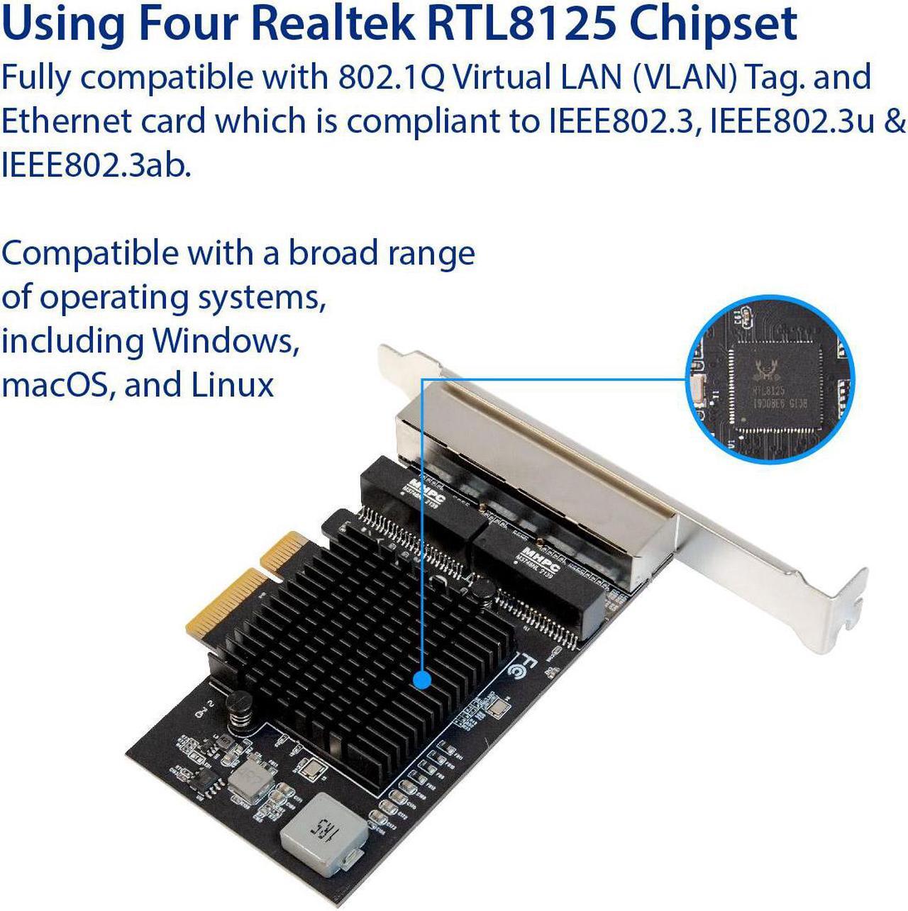 Alt view image 3 of 6 - Quad 2.5 Gigabit PCI-e x4 Ethernet Network Card