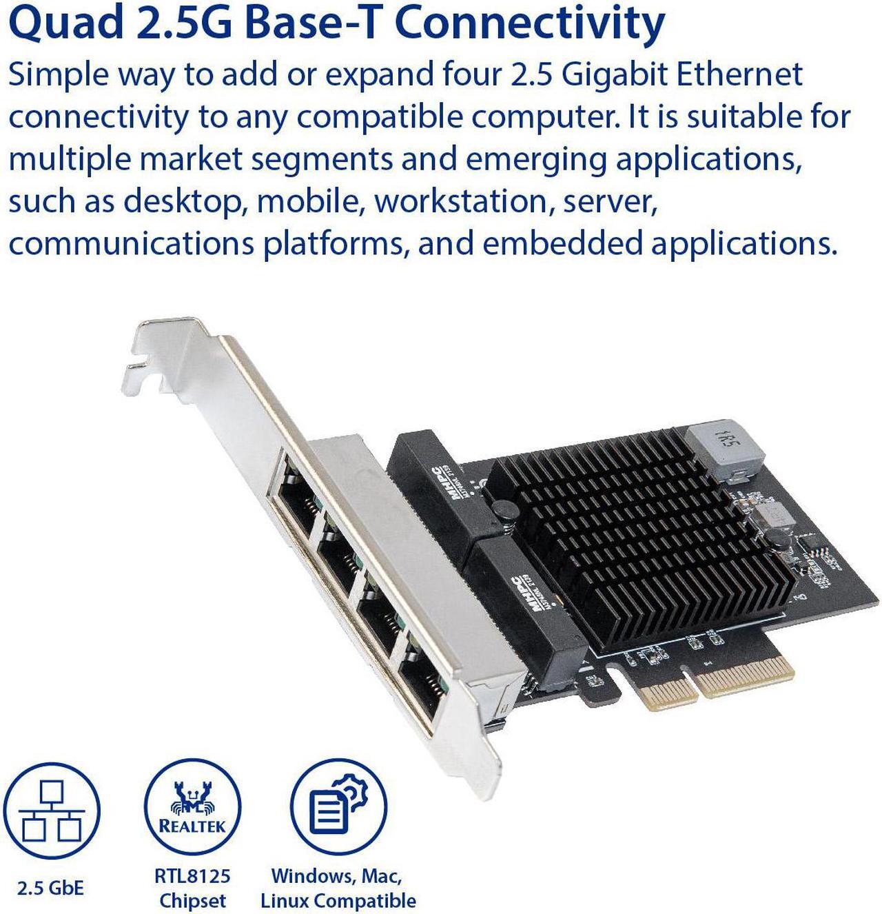 Alt view image 2 of 6 - Quad 2.5 Gigabit PCI-e x4 Ethernet Network Card