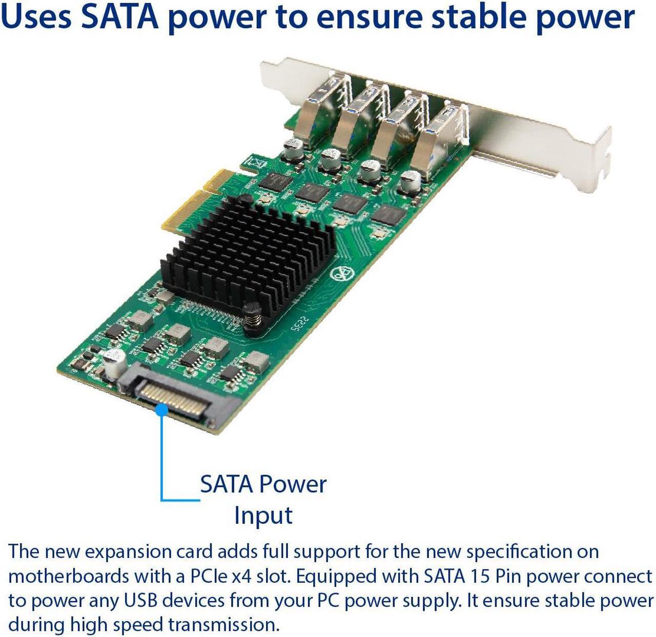 Alt view image 3 of 6 - USB 3.2 Gen 1 (5 Gbps) 4 Port Type-A PCI-e 3.0 x4