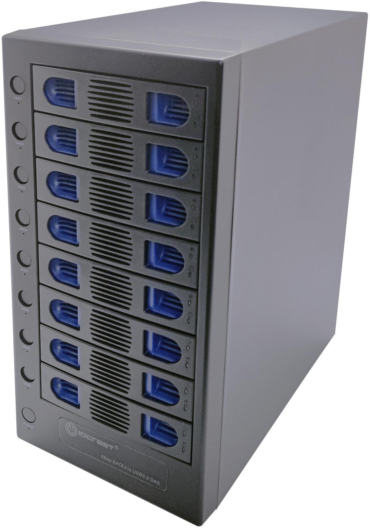 Main image of SYBA SY-ENC50125 Black Hard Drive Enclosure USB 3.2 (10Gbps) Type-C 8 Bay 2.5 Inch and 3.5 Inch SATA Hard Drive External Hard Drive Enclosure