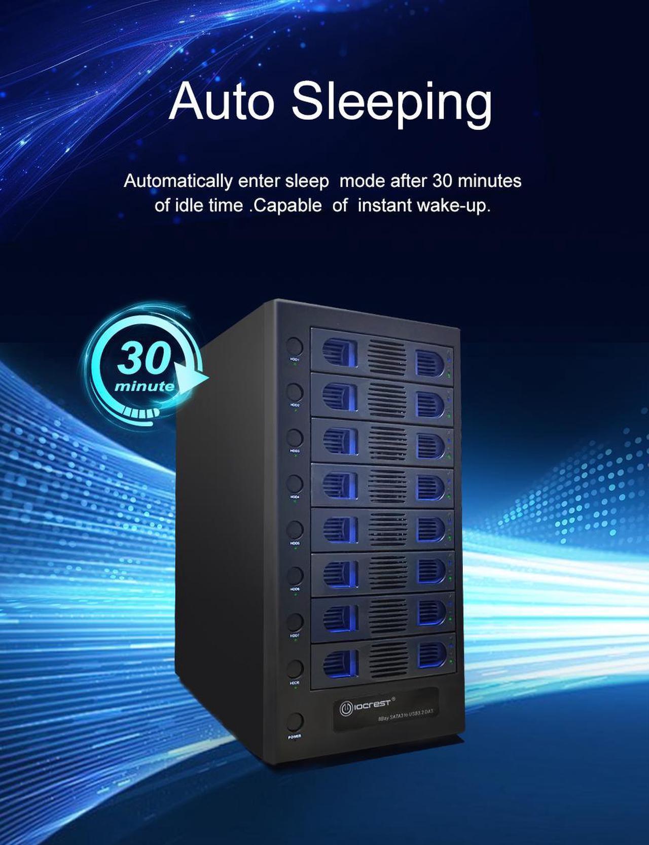 Alt view image 2 of 7 - SYBA SY-ENC50125 Black Hard Drive Enclosure USB 3.2 (10Gbps) Type-C 8 Bay 2.5 Inch and 3.5 Inch SATA Hard Drive External Hard Drive Enclosure