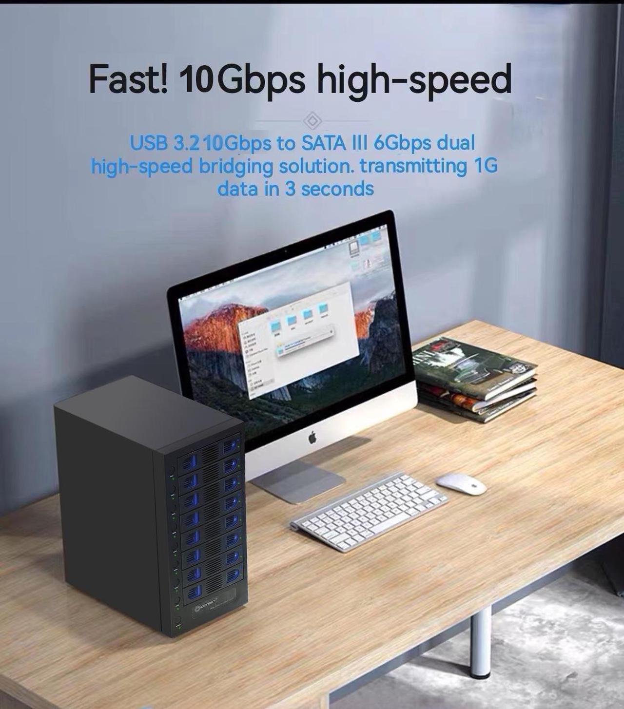Alt view image 6 of 7 - SYBA SY-ENC50125 Black Hard Drive Enclosure USB 3.2 (10Gbps) Type-C 8 Bay 2.5 Inch and 3.5 Inch SATA Hard Drive External Hard Drive Enclosure