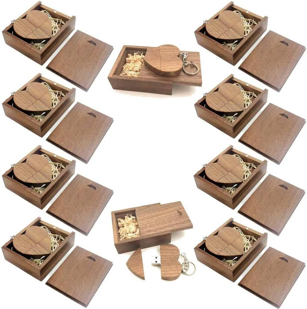 Alt view image 3 of 3 - High Speed USB 3.0 Flash Drive Memory Stick 16GB Heart Shaped Data Storage Pendrive Thumb Disk with Wooden Box (Pack of 10)